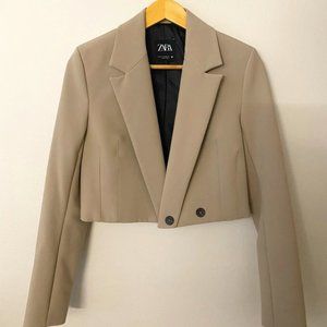 NWOT Zara Taupe Cropped Blazer